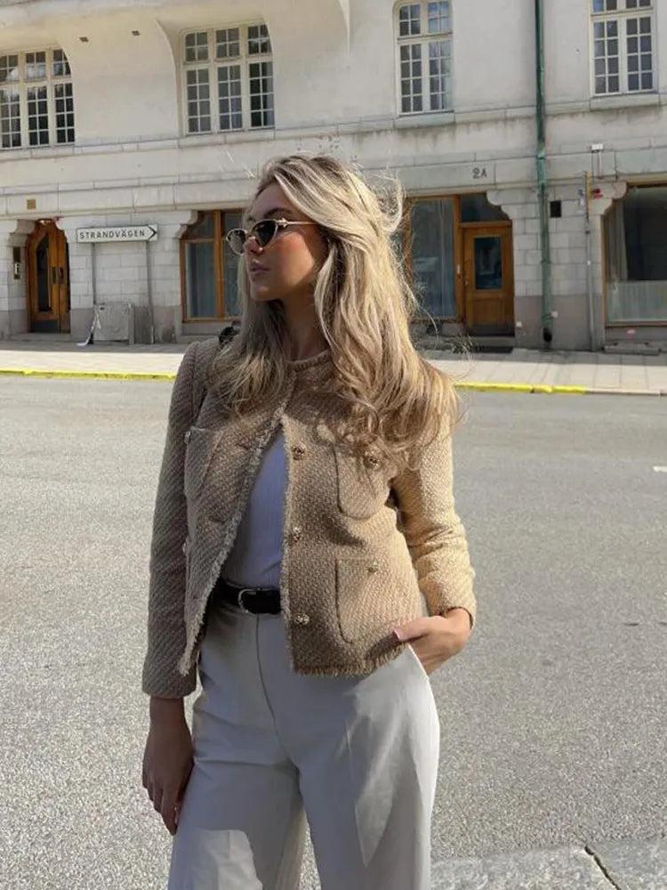 Heidi-Mode | Zeitlose Eleganz Sommer Strickjacke Damen mit Goldknöpfen