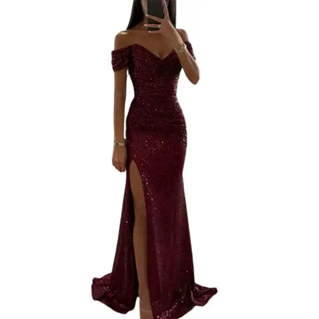 Heidi-Mode | Kleid Elegant Off-Shoulder Abendkleid