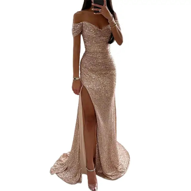 Heidi-Mode | Kleid Elegant Off-Shoulder Abendkleid