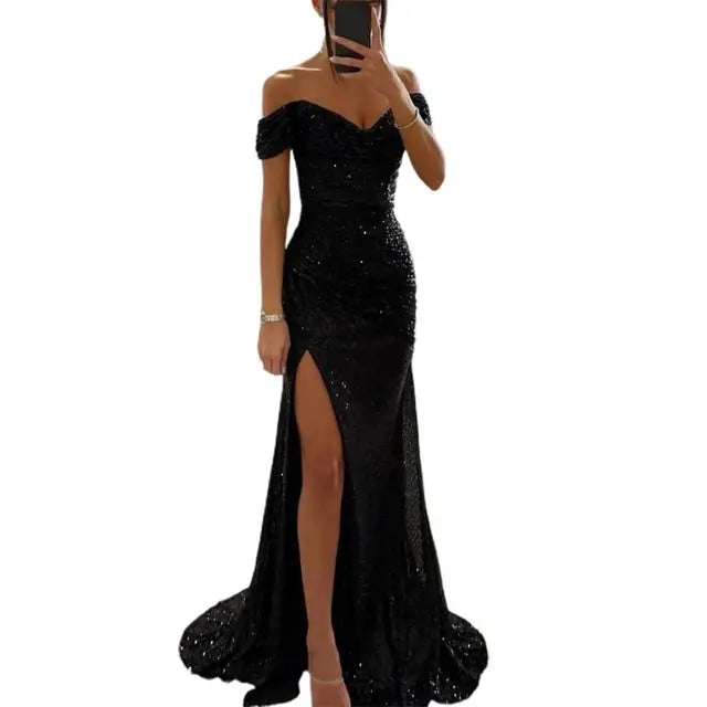 Heidi-Mode | Kleid Elegant Off-Shoulder Abendkleid
