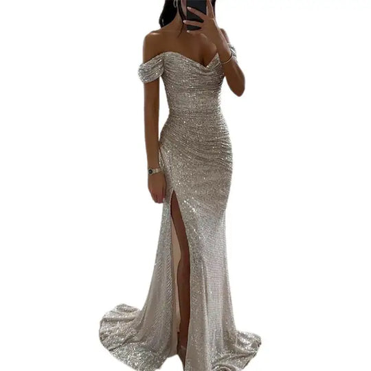 Heidi-Mode | Kleid Elegant Off-Shoulder Abendkleid