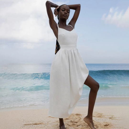 Heidi-Mode | Elegante Originale Grüne Bequeme Leinenkleid