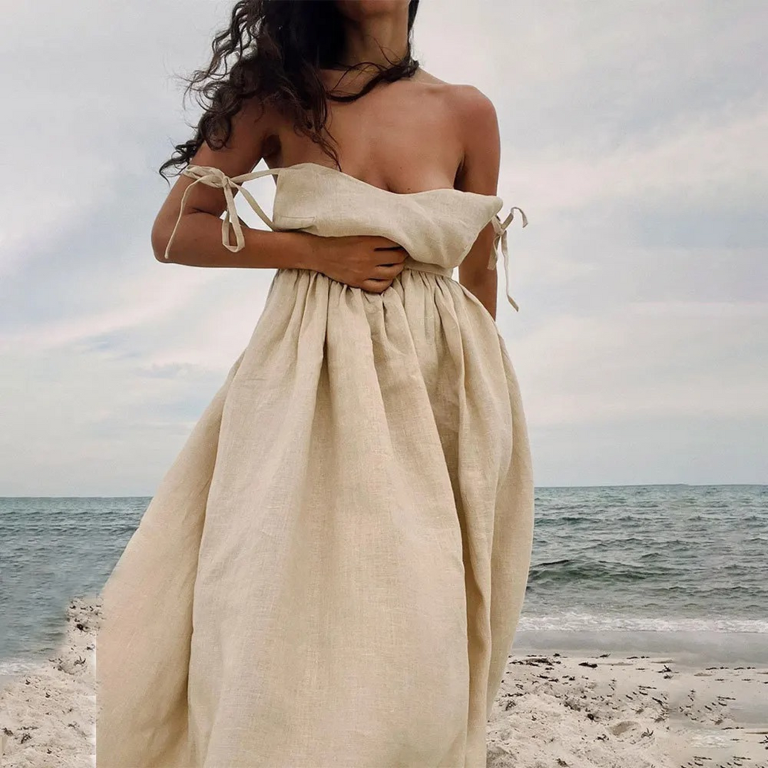 Heidi-Mode | Elegante Originale Grüne Bequeme Leinenkleid