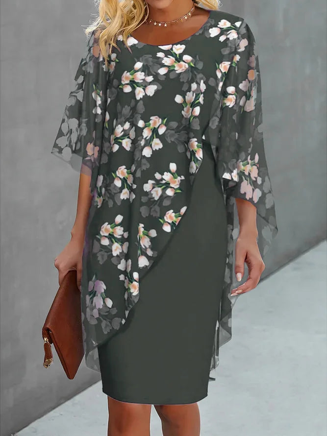 Florales Chiffon-Damenkleid