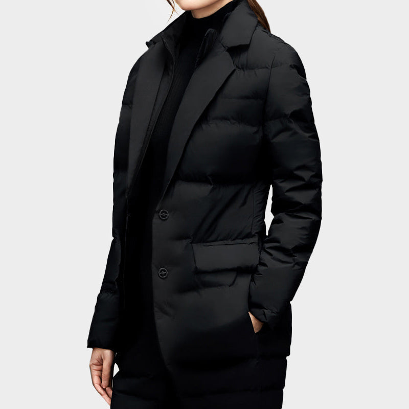 Heidi-Mode | Damen Puffer Blazer Jacket - Mit Reverskragen und Ein-Knopf-Verschluss
