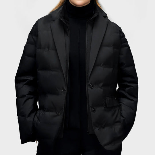 Heidi-Mode | Damen Puffer Blazer Jacket - Mit Reverskragen und Ein-Knopf-Verschluss