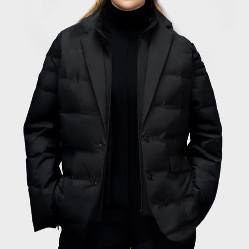 Heidi-Mode | Damen Puffer Blazer Jacket - Mit Reverskragen und Ein-Knopf-Verschluss