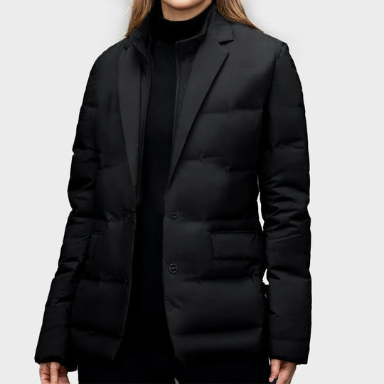 Heidi-Mode | Damen Puffer Blazer Jacket - Mit Reverskragen und Ein-Knopf-Verschluss