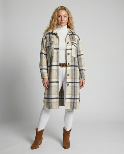 Karierter Damenmantel Herbst Elegant | Heidi-Mode