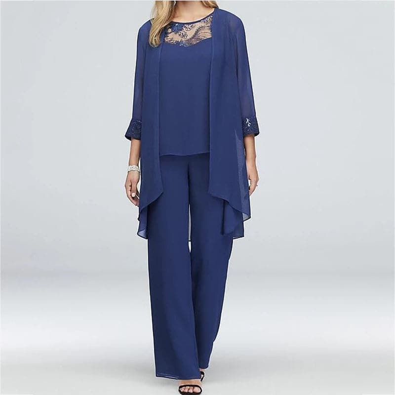 Heidi-Mode | Overall 3 Teile Set Elegante Jacke & Spitze Oben Lockere Passform
