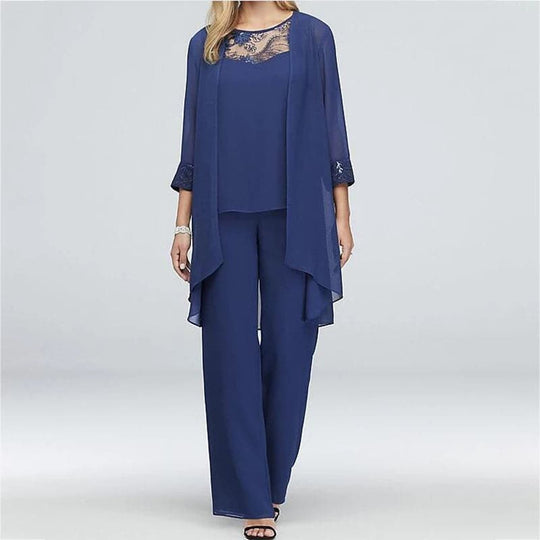 Heidi-Mode | Overall 3 Teile Set Elegante Jacke & Spitze Oben Lockere Passform