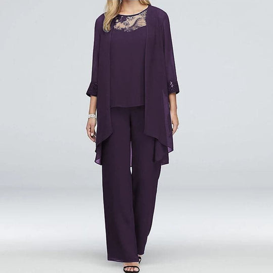 Heidi-Mode | Overall 3 Teile Set Elegante Jacke & Spitze Oben Lockere Passform