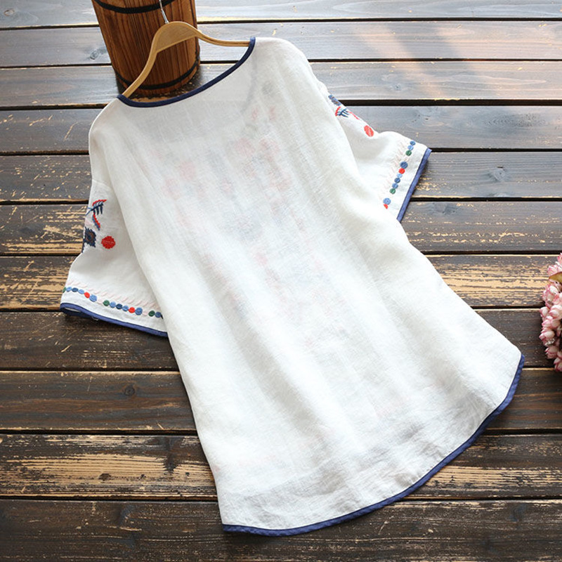 Heidi-Mode | Lockere Ethnische Bestickte Bluse
