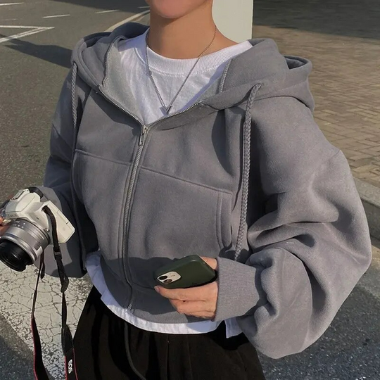 Heidi-Mode | Oversize Reißverschluss Hoodie für Damen
