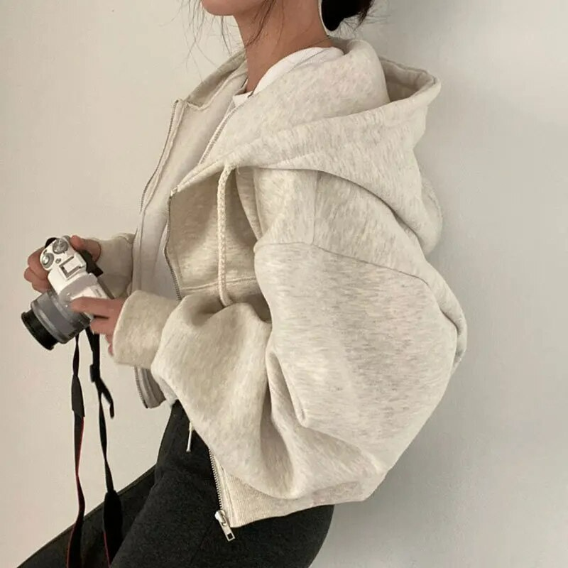 Heidi-Mode | Oversize Reißverschluss Hoodie für Damen