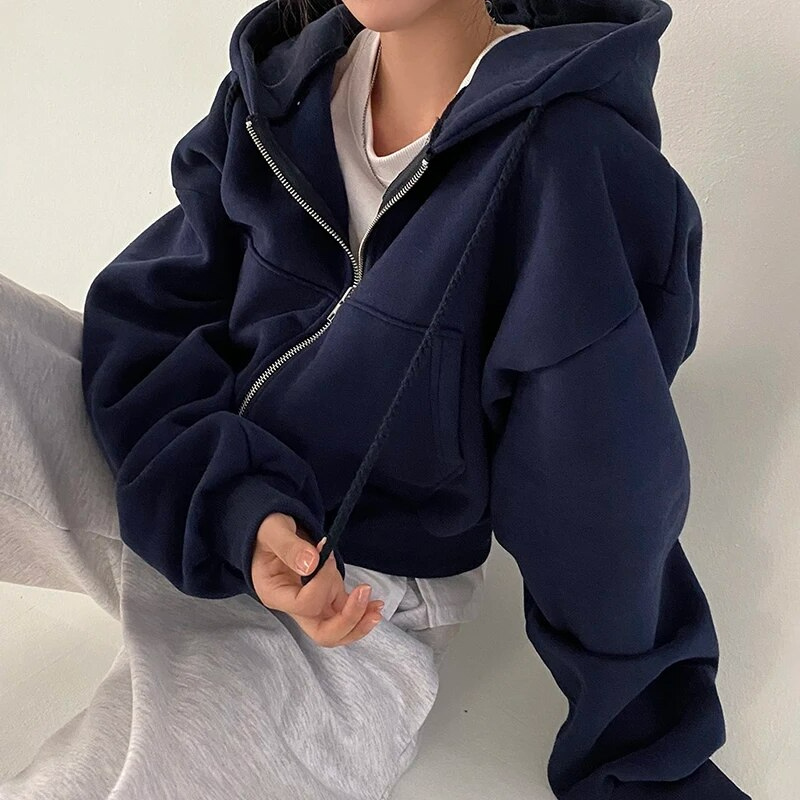 Heidi-Mode - Streetwear Herbst Oversized Zip-Up Hoodie für Frauen