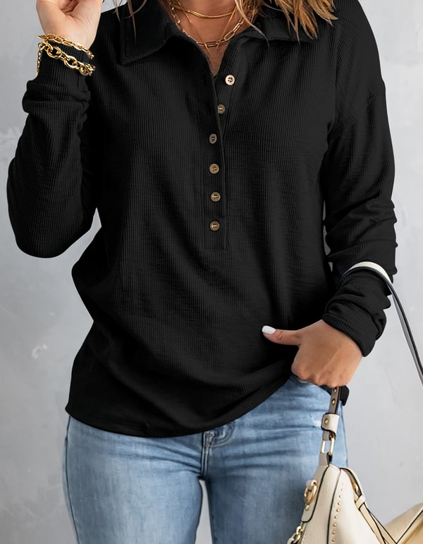 Heidi-Mode | Stilvolle Bluse mit Knöpfen für Damen