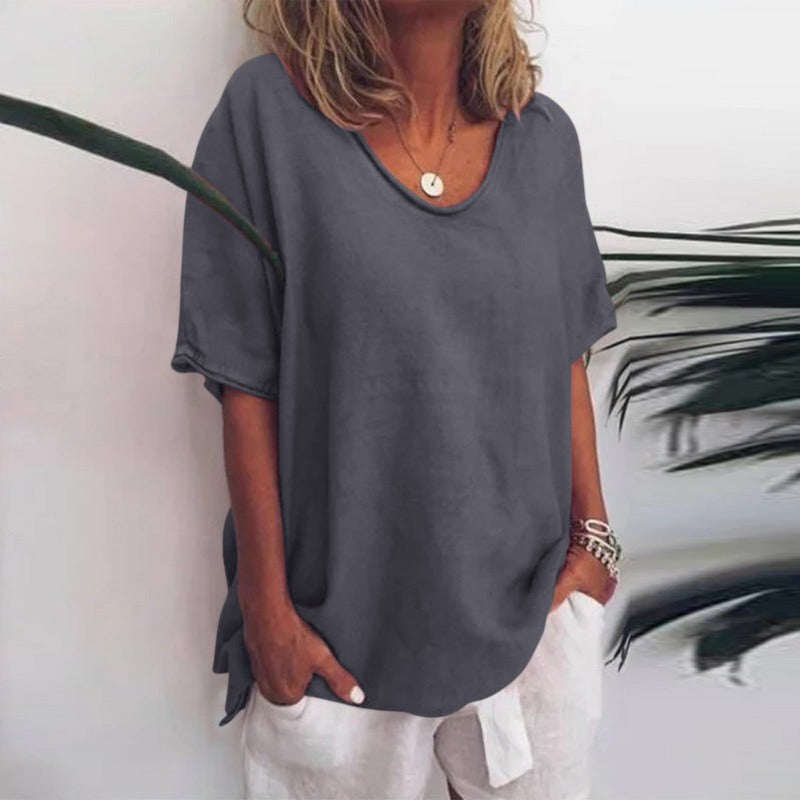 Heidi-Mode | Damen Rundhals-Shirt Unifarben