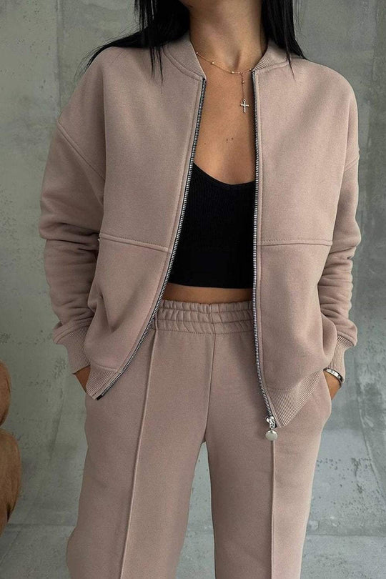 Heidi-Mode | Damen Reißverschluss Zweiteiler Jacke & Hose Sportlich Elegant