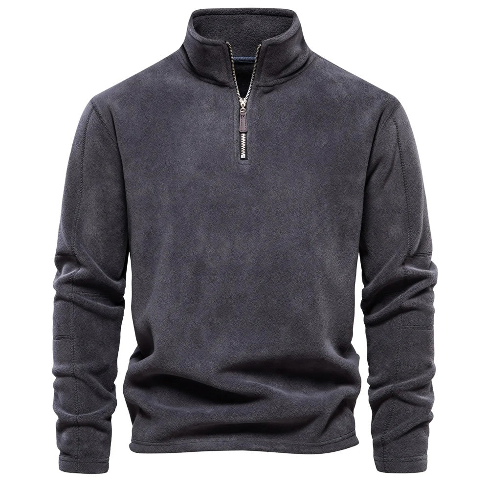 Fleece-Sweatshirt mit Reißverschluss und Kragen