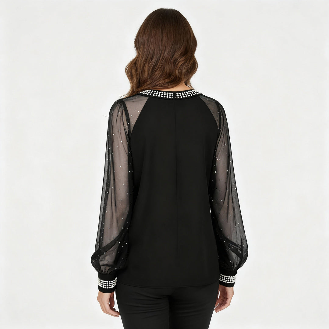 Mesh-Pailletten Damen Top | Heidi-Mode