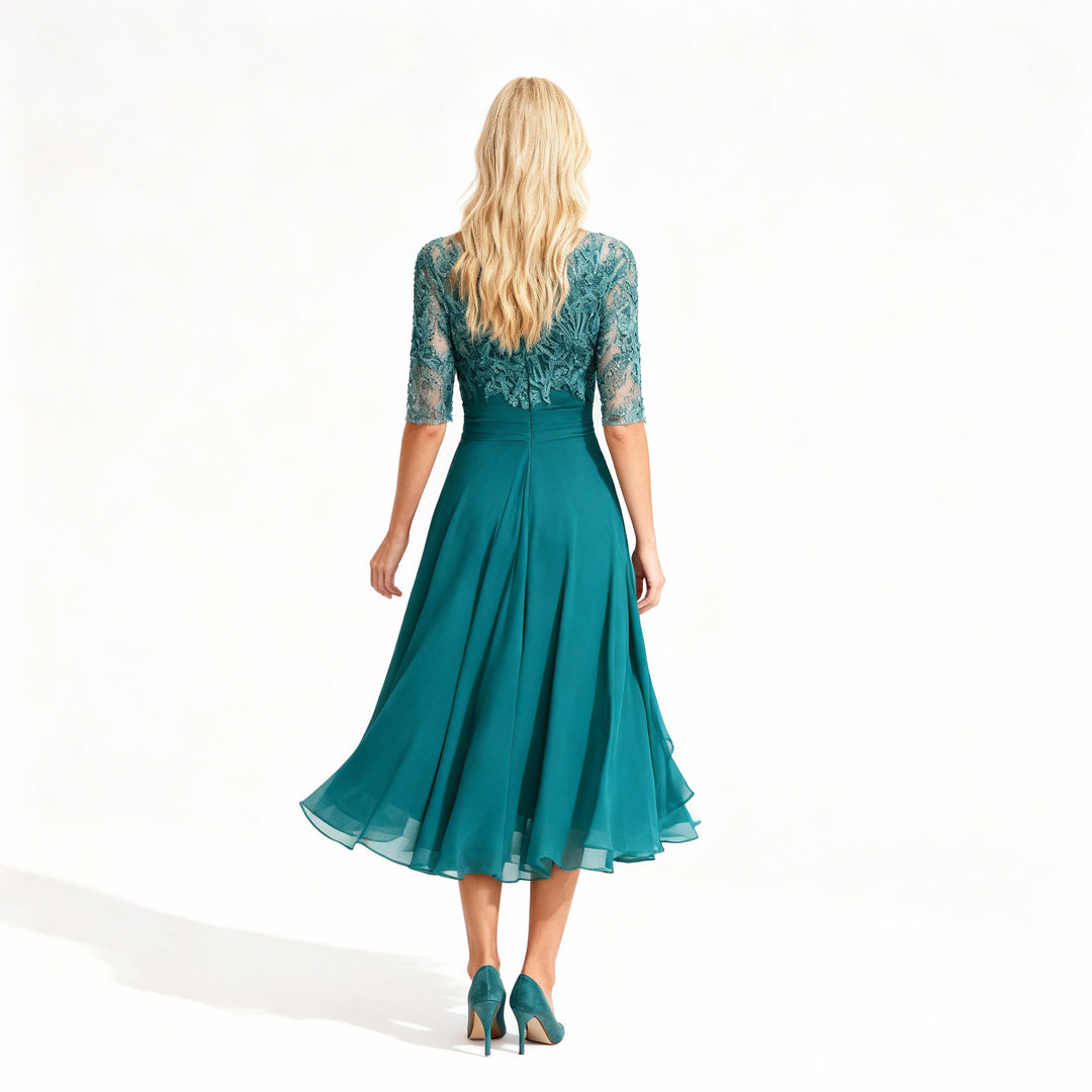 Feminin Fallendes Chiffon Midi Kleid