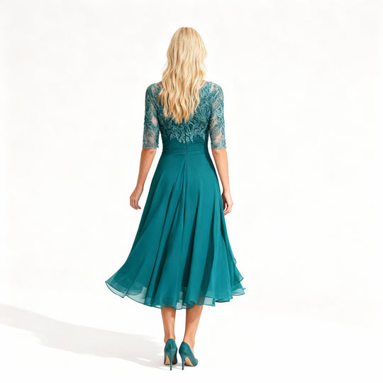 Feminin Fallendes Chiffon Midi Kleid