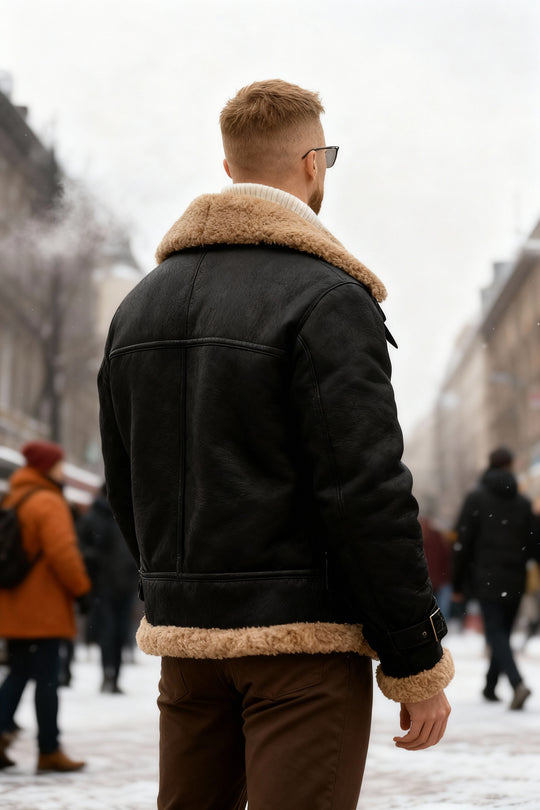 Warme Camel Vintage Herren Winter Fliegerjacke