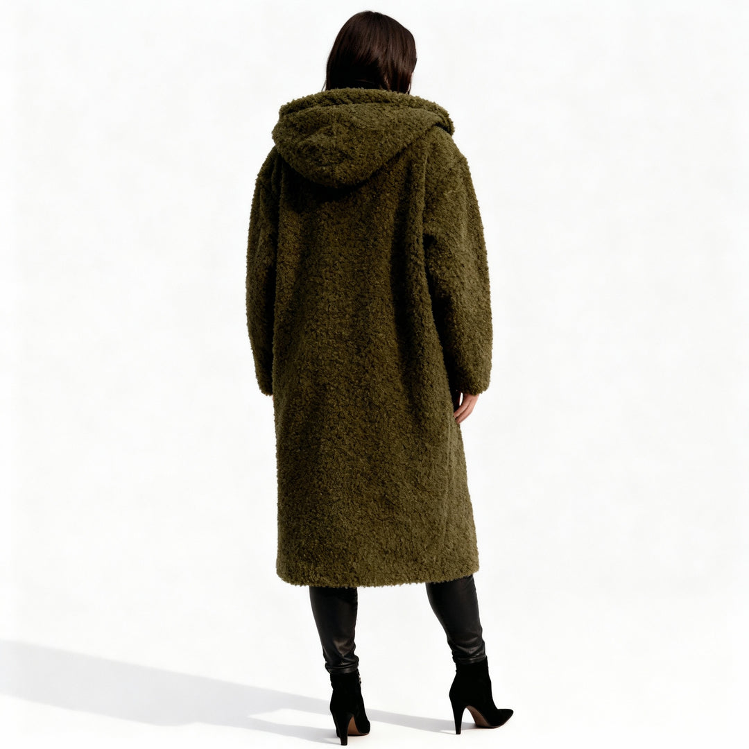 Eleganter Fleece Flauschmantel Damen Lang