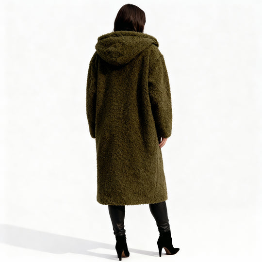 Eleganter Fleece Flauschmantel Damen Lang