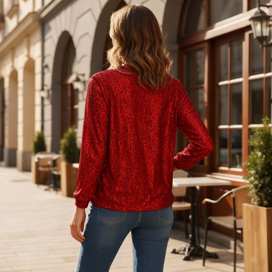 Festliches Glitzer Pailletten Top