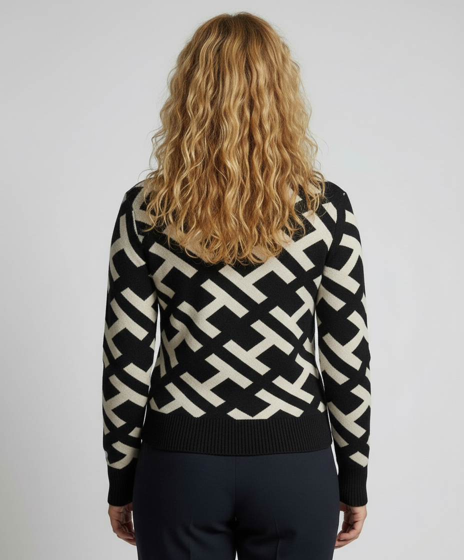 Bequemer Geometrischer Pullover Damen | Heidi-Mode