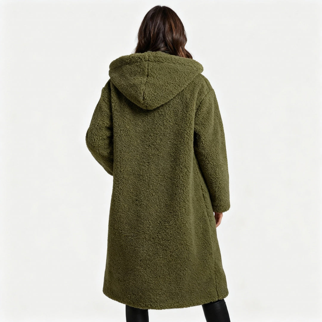 Modischer Teddy Mantel Damen Komfort Langer Mantel Kapuze | Heidi-Mode