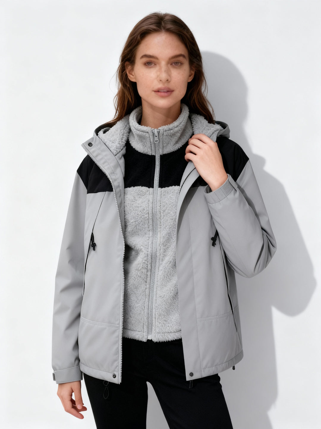 Vielseitige Fleece Kapuzenjacke