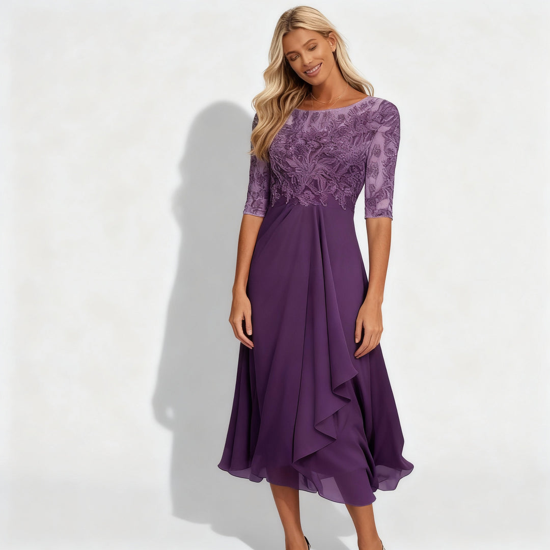 Feminin Fallendes Chiffon Midi Kleid