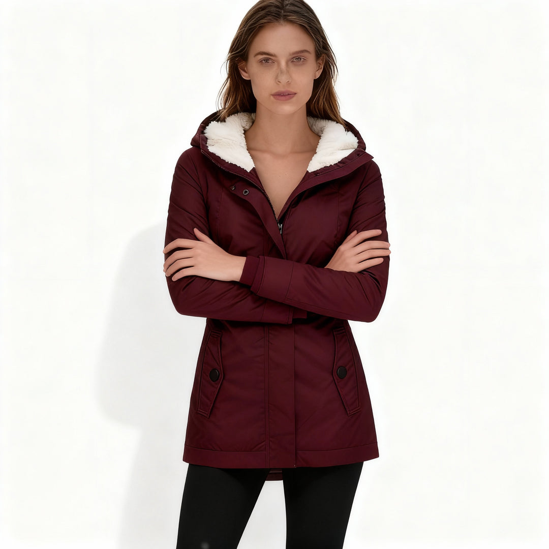 Gefütterte Thermo Schutz Kapuzenmantel Klassische Winterjacke Damen