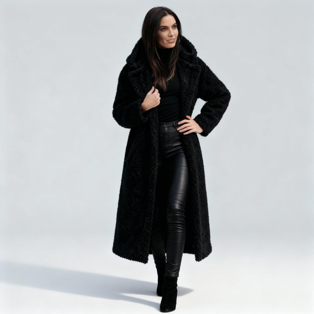 Eleganter Fleece Flauschmantel Damen Lang