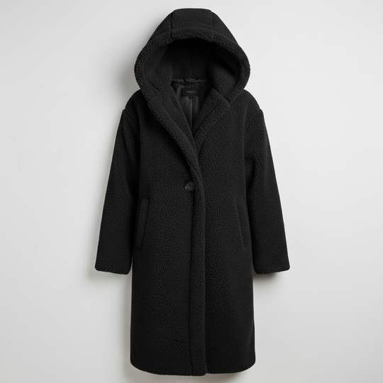 Modischer Teddy Mantel Damen Komfort Langer Mantel Kapuze | Heidi-Mode