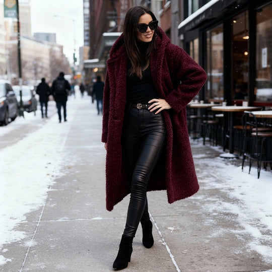 Kuschelweicher Kapuzen Teddy Mantel Damen