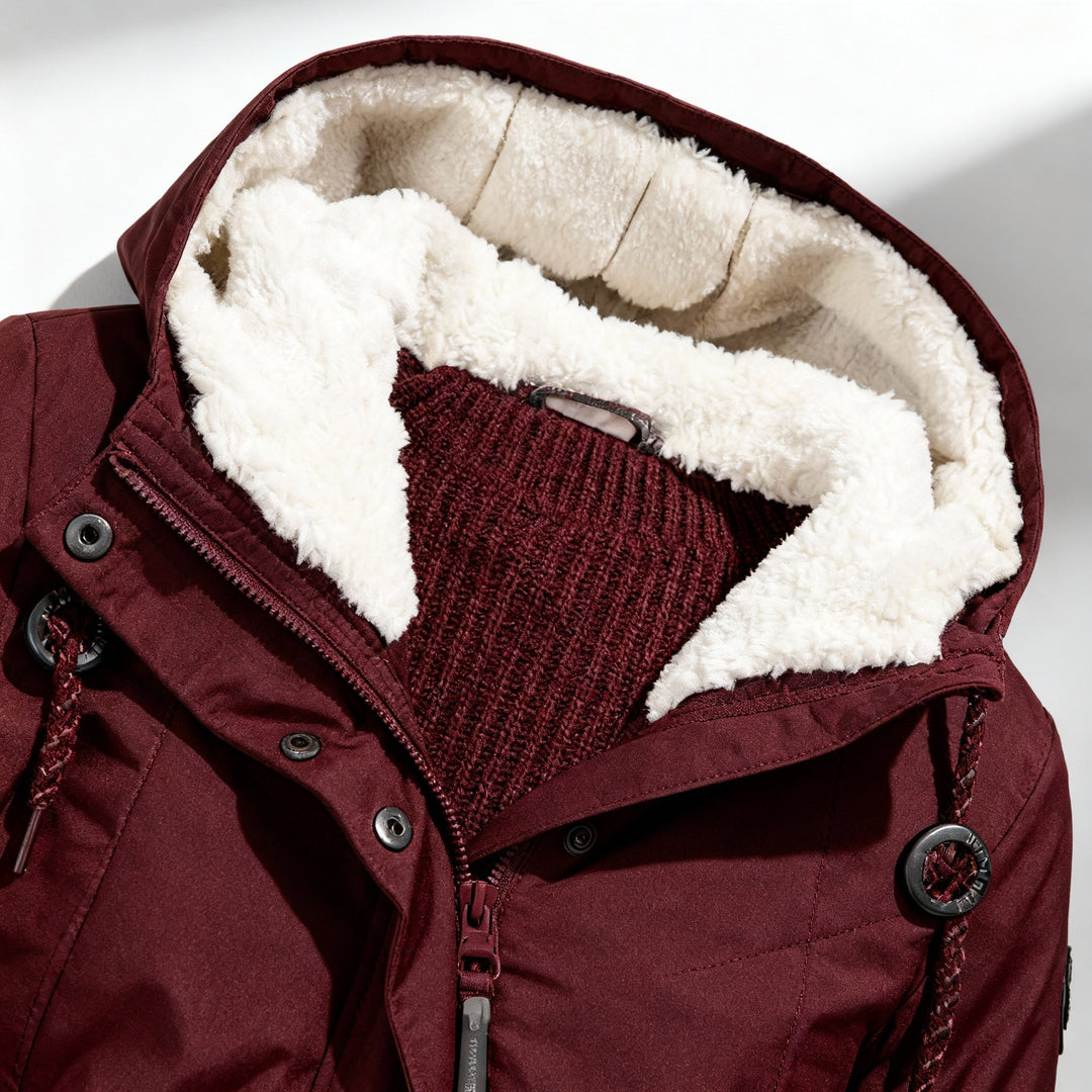 Wärmend Figurbetont Mittellang Kapuzen Wintermantel Damen | Heidi-Mode