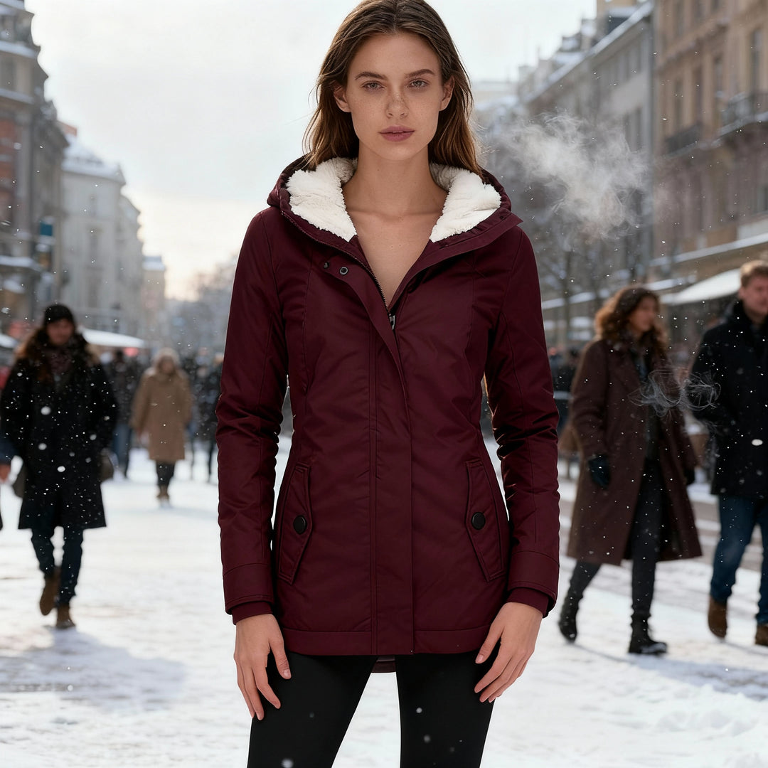 Warme Winterjacke mit Kapuze Damen