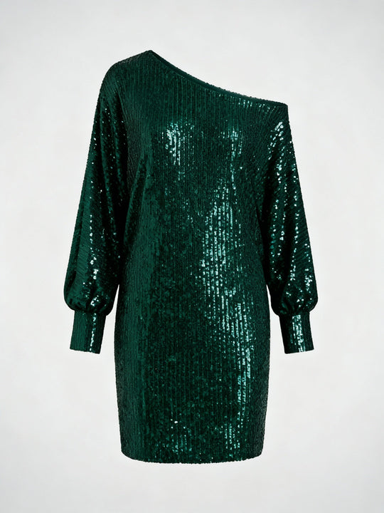 Glamouröses Kontrast Paillettenkleid Damen | Heidi-Mode