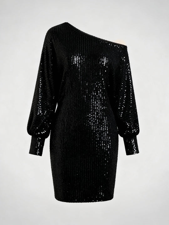 Glamouröses Kontrast Paillettenkleid Damen | Heidi-Mode