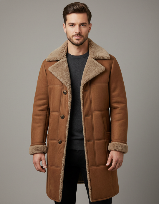 Klassischer Lammfell Pilotenmantel Herren | Heidi-Mode