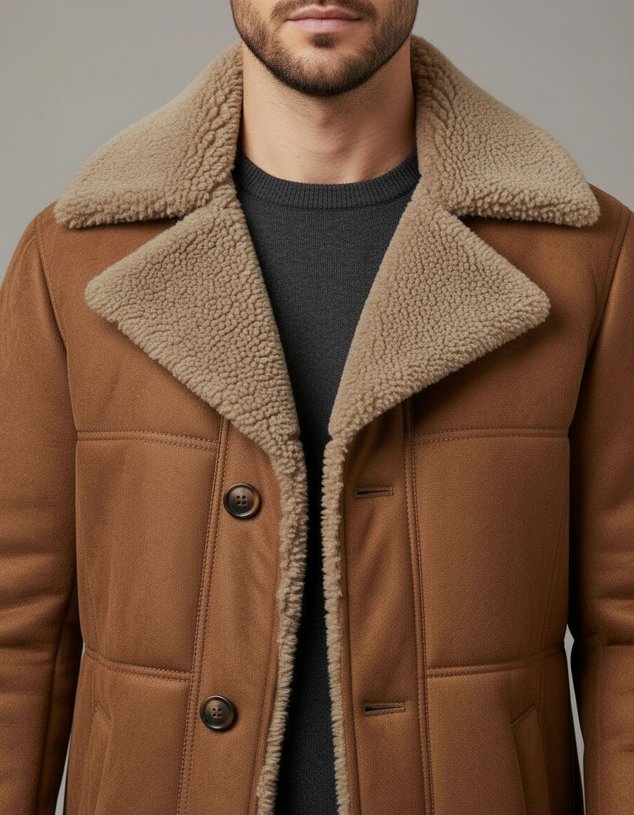 Klassischer Lammfell Pilotenmantel Herren | Heidi-Mode