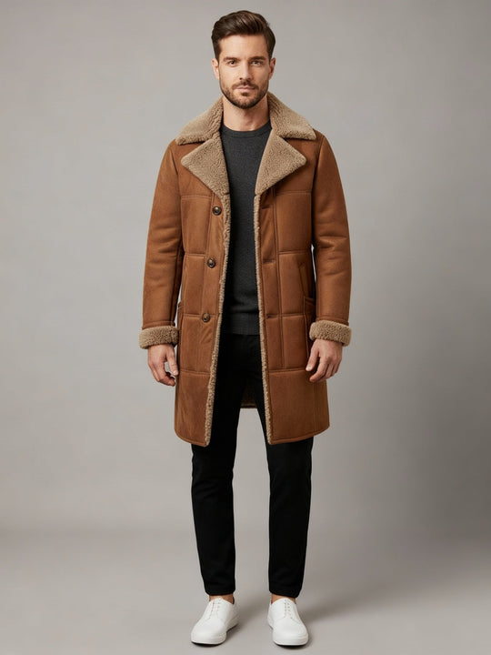 Klassischer Lammfell Pilotenmantel Herren | Heidi-Mode