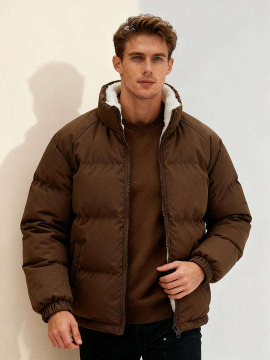 Ultrawarm Fleecegefüttert Streetwear Pufferjacke – Winter Thermo Komfort Herrenjacke