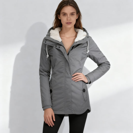 Gefütterte Thermo Schutz Kapuzenmantel Klassische Winterjacke Damen