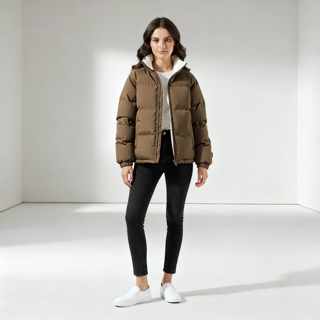 Warm Fleecegefüttert Leicht Pufferjacke Damen | Heidi-Mode