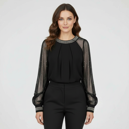 Mesh-Pailletten Damen Top | Heidi-Mode
